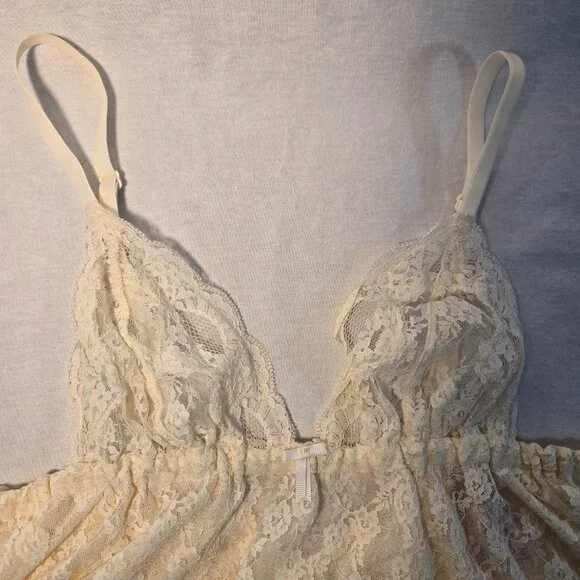VICTORIA'S SECRET Y2K Fairy Lacy Sheer Ivory Babydoll Top Size M Never Worn! - Picture 13 of 16